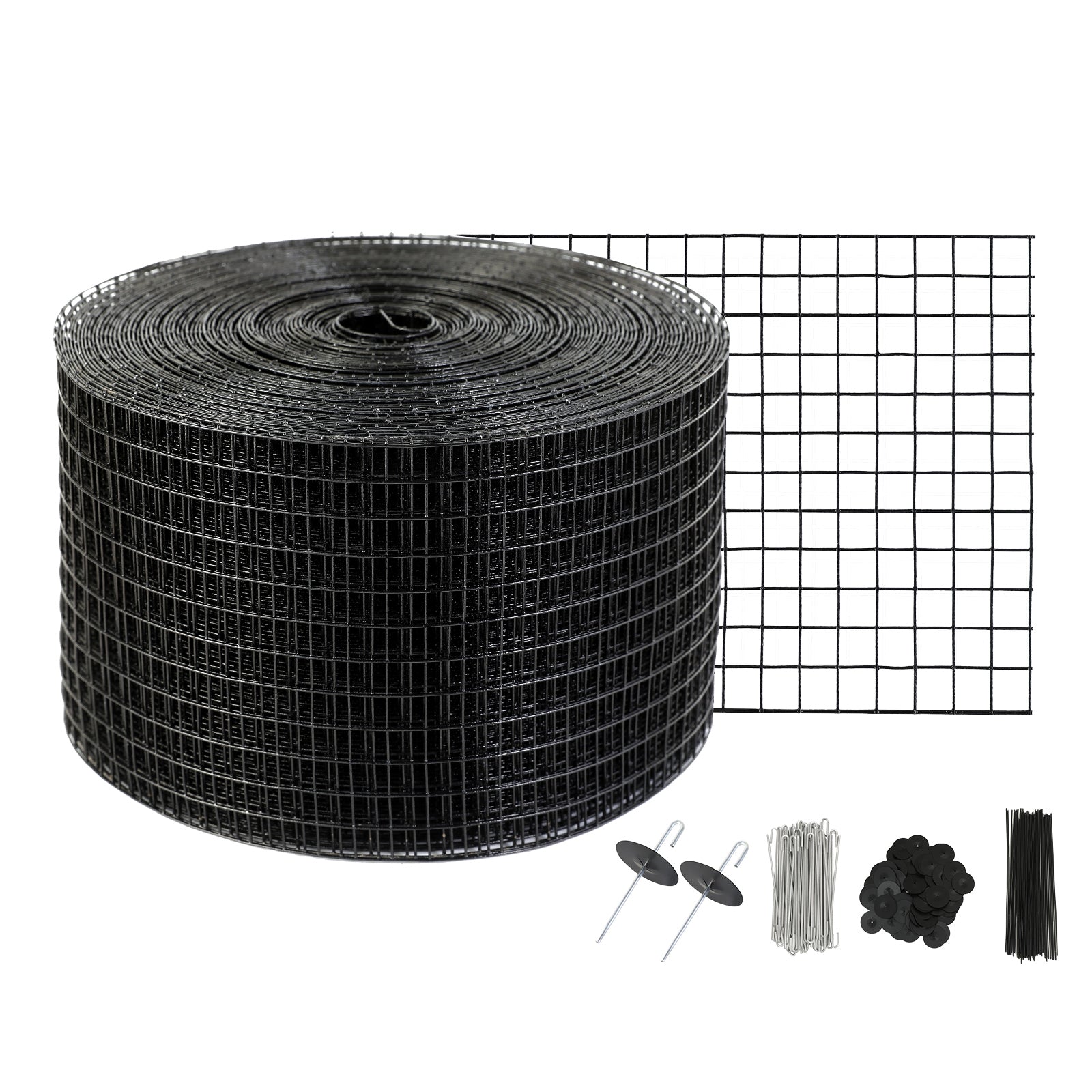 8 inch x 100ft Solar Panel Bird Guard, Critter Guard Roll Kit with 100pcs Stainless Steel Fasteners, Solar Panel Guard with Rust-proof PVC Coating, 1/2 inch Wire Roll Mesh