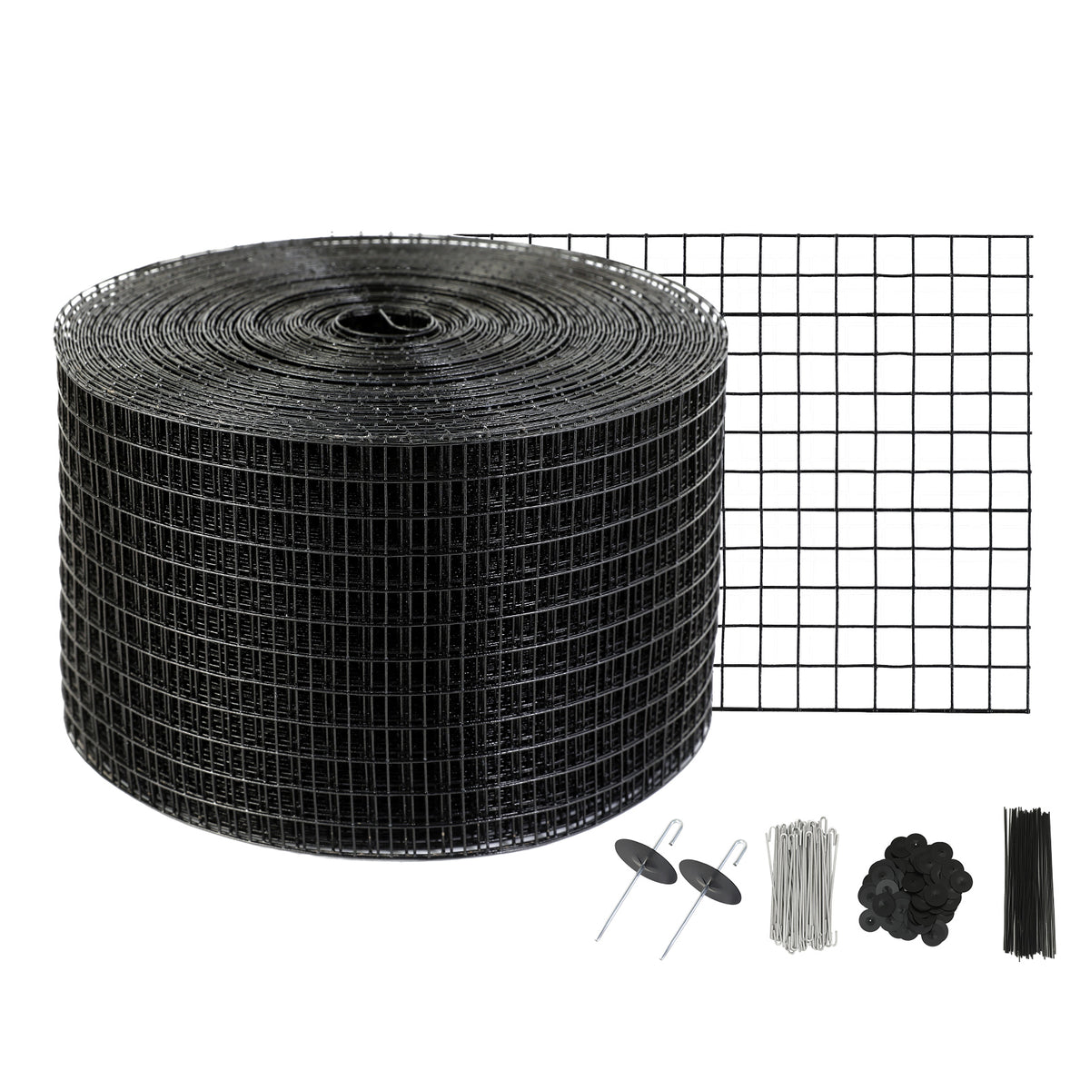 8 inch x 100ft Solar Panel Bird Guard, Critter Guard Roll Kit with 100pcs Stainless Steel Fasteners, Solar Panel Guard with Rust-proof PVC Coating, 1/2 inch Wire Roll Mesh