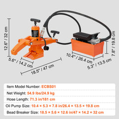 Hydraulic Bead Breaker, 10000 PSI Tire Bead Breaker with Metal Foot Pump, Heavy-duty Steel Bead Breaker Tool for Tractors, Trucks, Buses, Lawn Mowers, ATVs