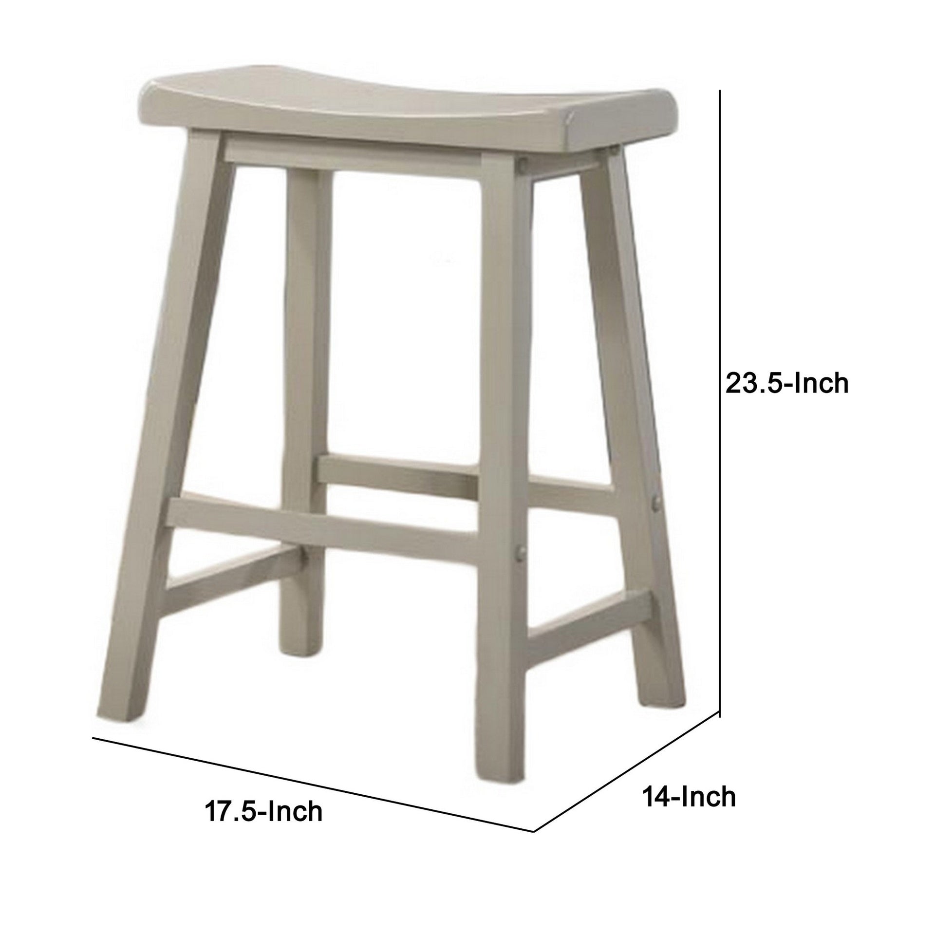 24 Inch Ergonomic Counter Height Stool, Set of 2, Curved Saddle Seat, Gray