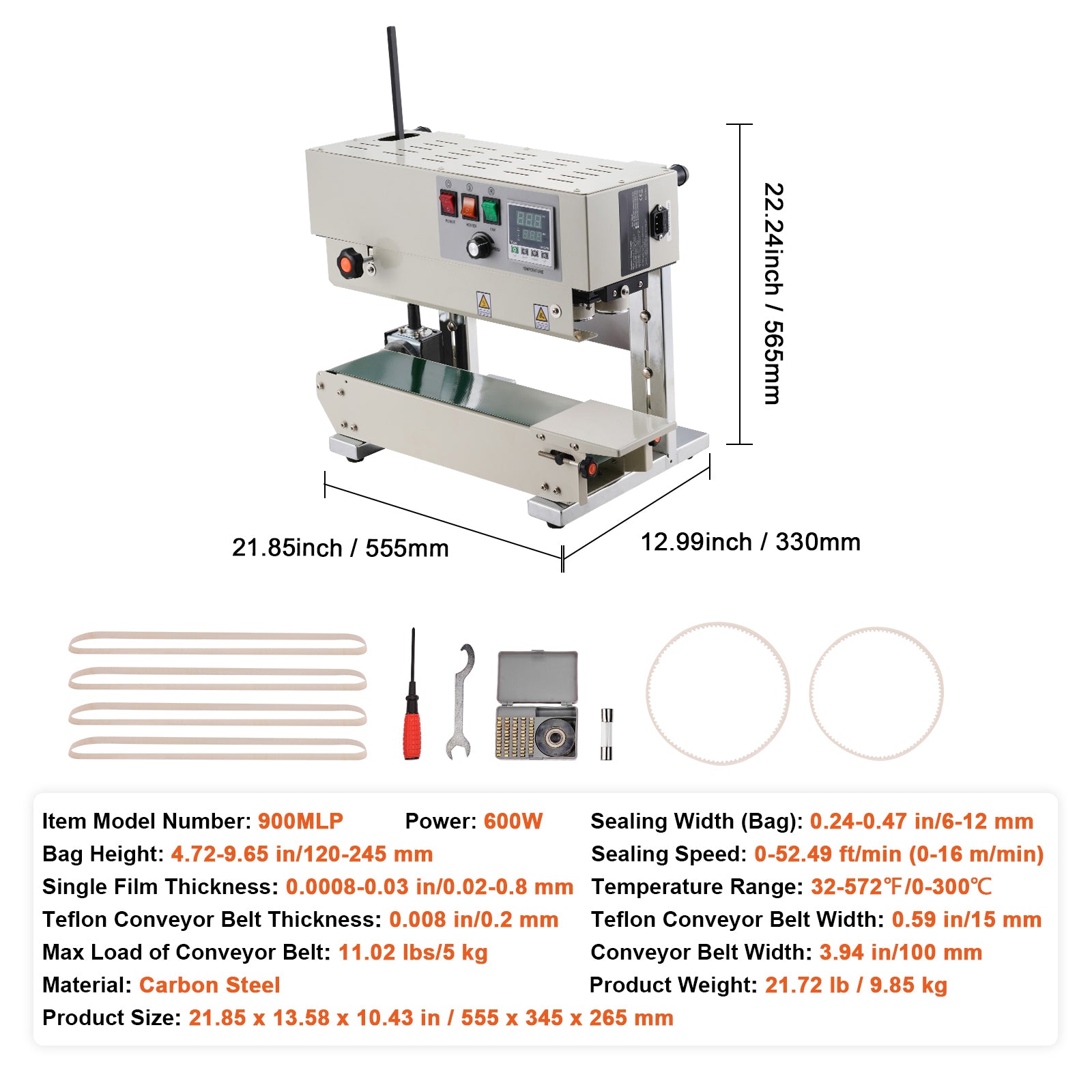Continuous Bag Band Sealing Machine Vertical Band Sealer Carbon Steel