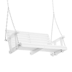 Wooden Porch Swing 4 ft, Patio bench swing for Courtyard & Garden, Upgraded 880 lbs Strong Load Capacity, Heavy Duty Swing Chair Bench with Hanging Chains for Outdoors, White