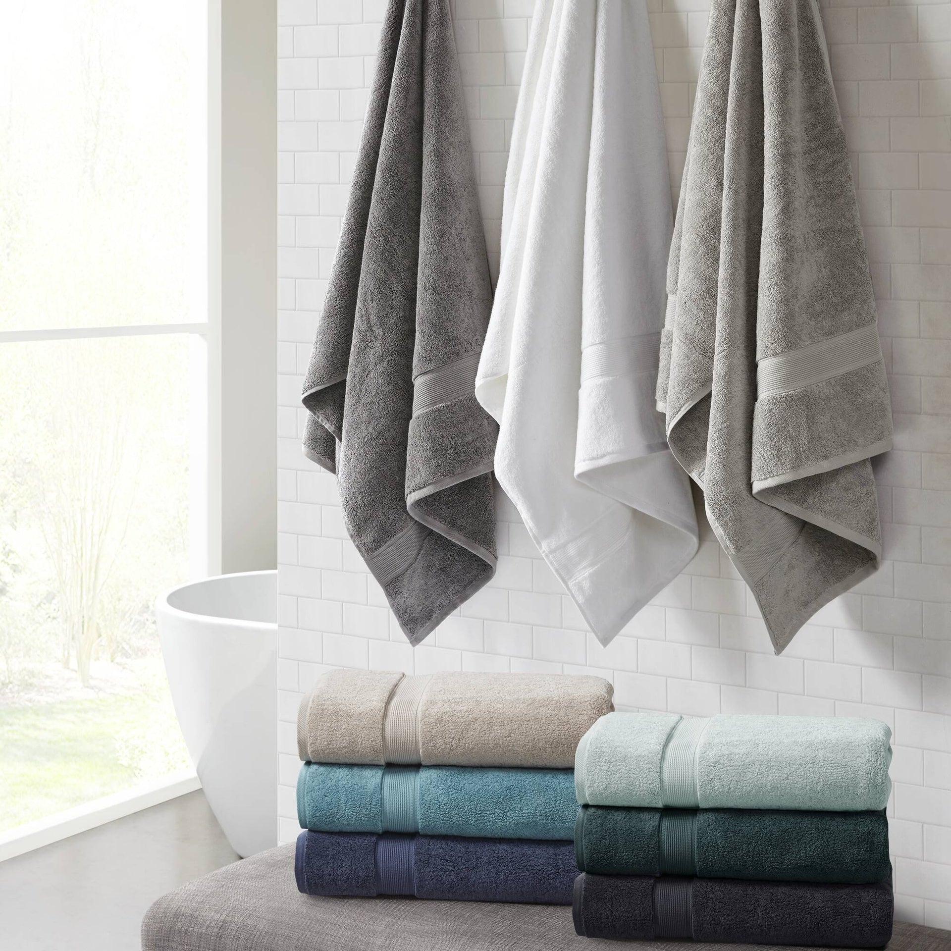 2 PCS 34x68" – 2PK Ultra-Soft 100% Cotton Absorbent Towel Set Seafoam
