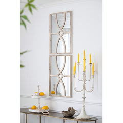 16" x 23"  Rectangular Wooden Wall Mirrors with Distressed White Frame, Vertical or Horizontal, Home Decor for Living Room, Set of 2