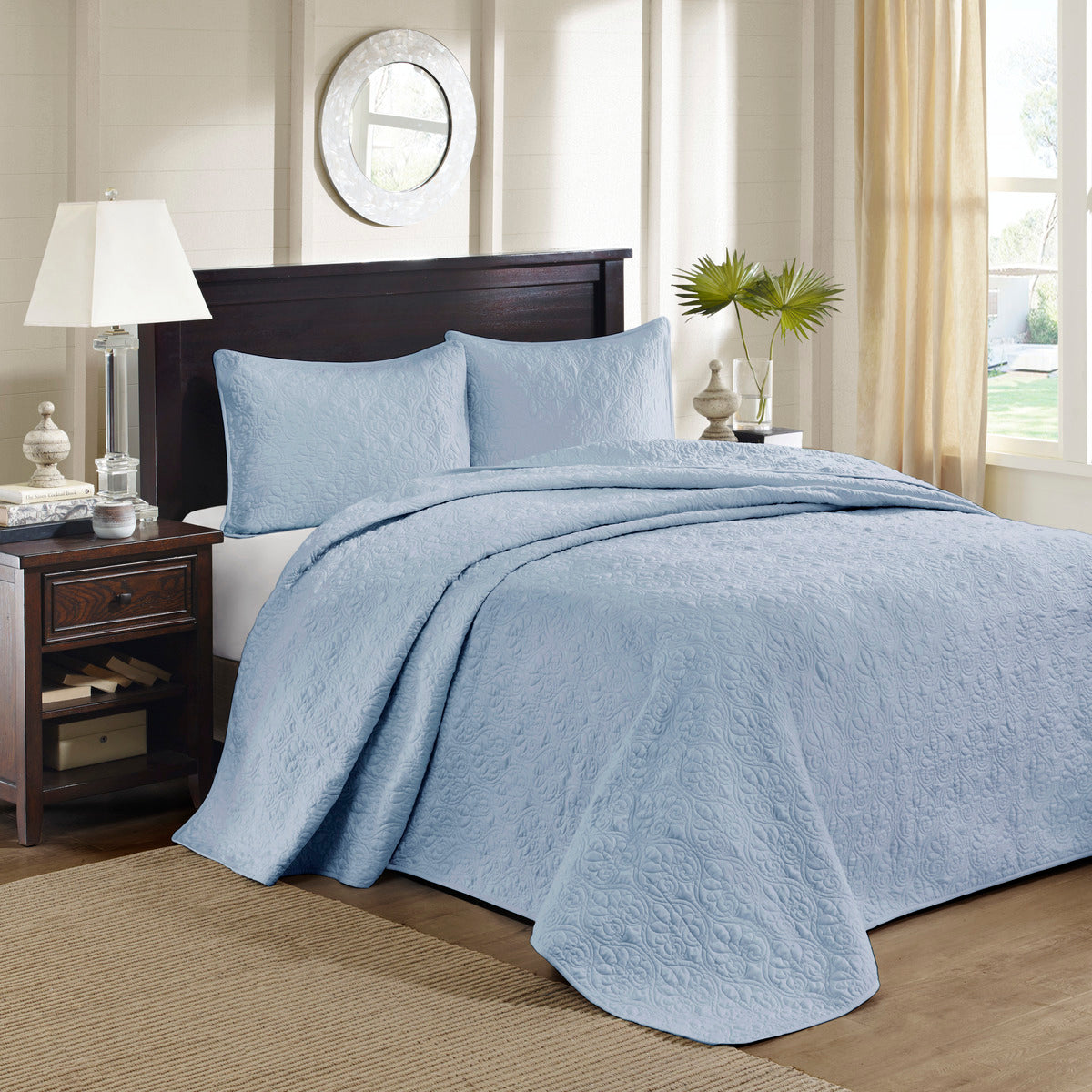 Reversible Quilt Set Blue Twin/Twin XL