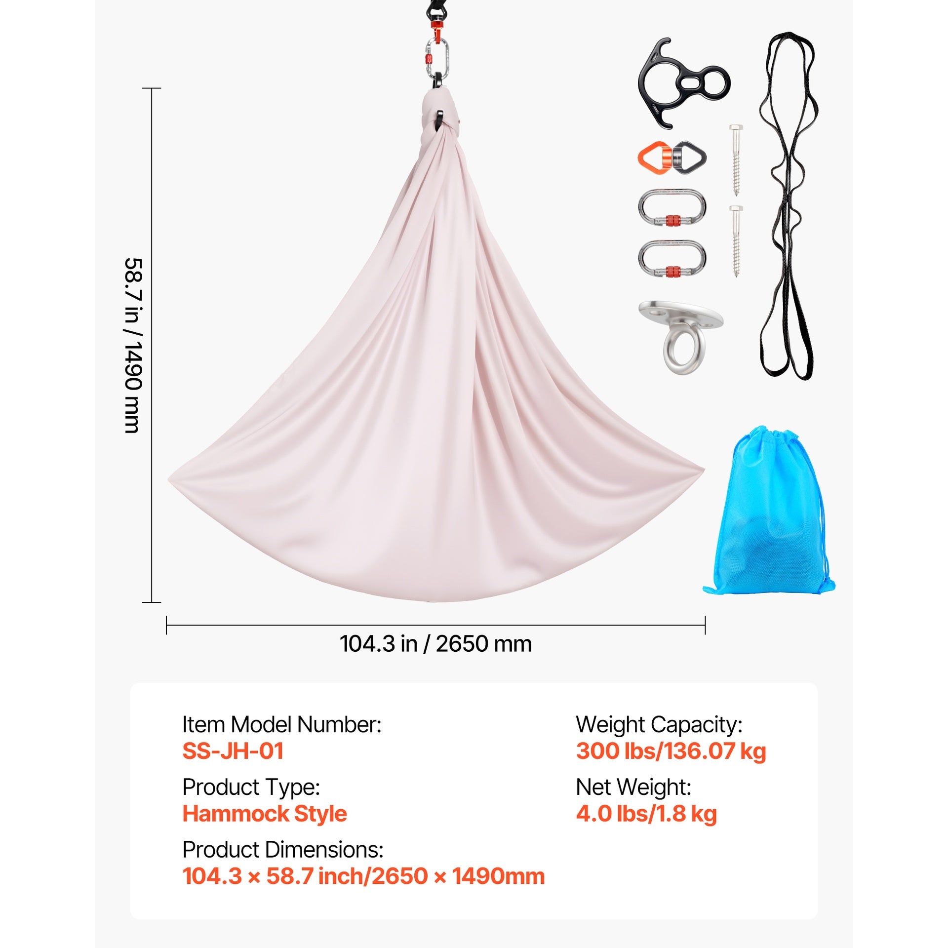 Aerial Yoga Hammock, 300 lbs Load Aerial Silk, Yoga Swing with Nylon Fabric, PE Zipper Bag for Parent-Child Interaction, Strengthen Muscles & Improve Practice, Hammock and Swing Combo
