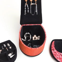 9" Tall Display Jewelry Box with Hooks, High Heel Shoe Design, Leopard Print