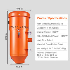 Dust Collection System 1200W 1.8 Gallon Dust Collector Media Reclaimer