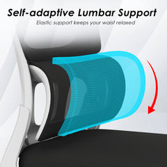 Soohow Office Chair, Mesh Ergonomic Office Chair with Lumbar Support, Comfy Computer Desk Chair with Flip Armrest Rolling Wheels for Home Study Room Office, White & Black
