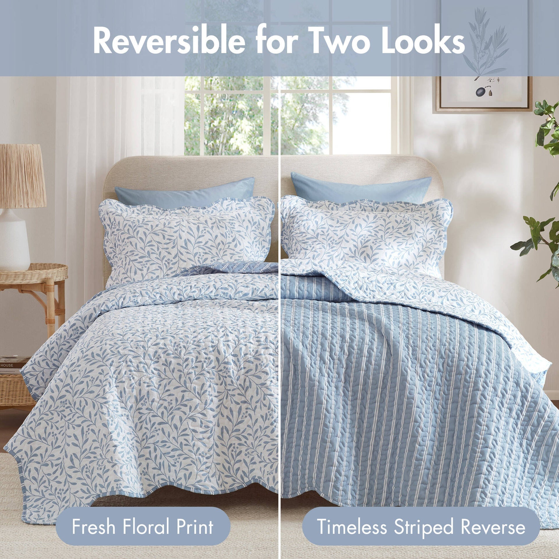 3-Piece Full/Queen Print Quilt Set