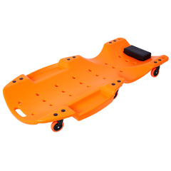 Plastic Creeper 48 Inch - Blow Molded Ergonomic HDPE Body with Padded Headrest & Dual Tool Trays - 440 Lbs Capacity ORANGE