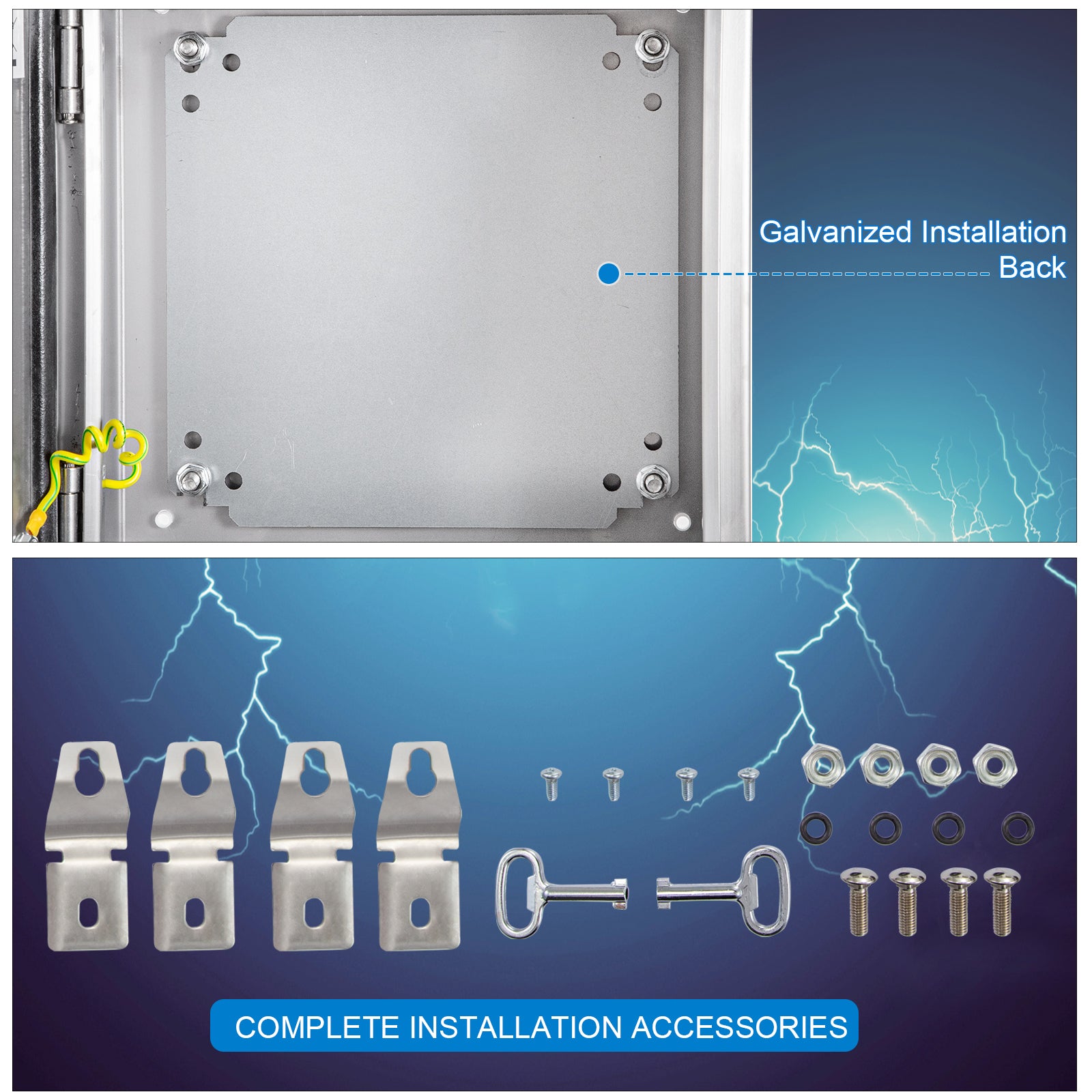 NEMA Stainless Steel Enclosure, 12 x 12 x 8'' NEMA 4X Steel Electrical Box, IP66 Waterproof & Dustproof, Outdoor/Indoor Electrical Junction Box, with Mounting Plate