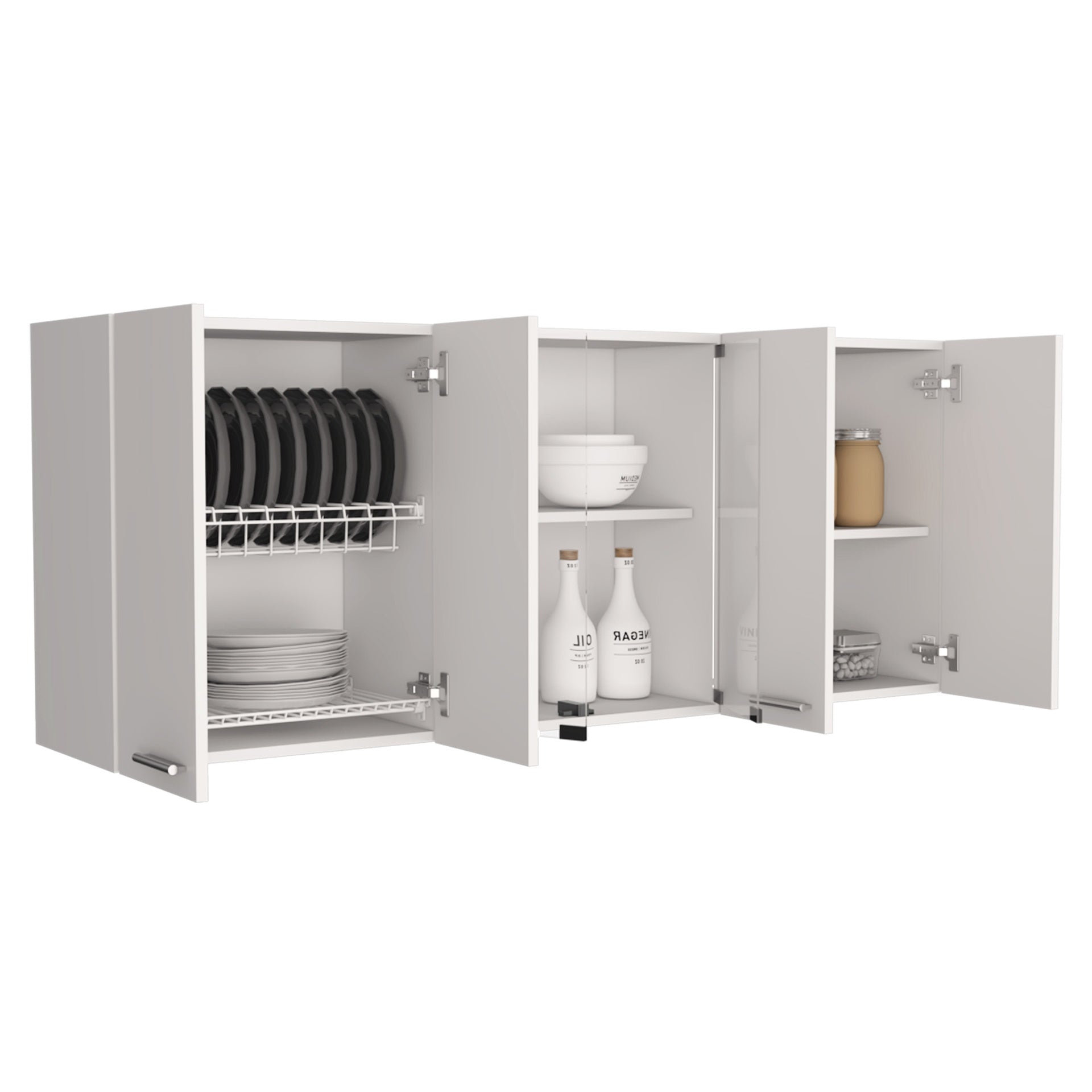 Superior Wall Cabinet Peoria, Four Interior Shelves, White Finish