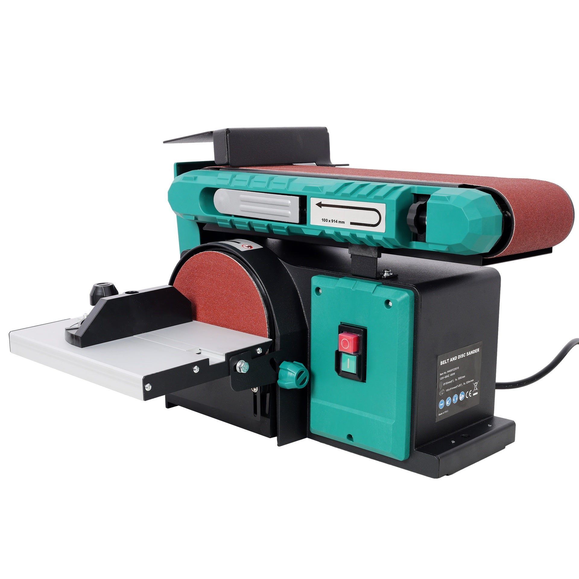 Benchtop Belt and Disc Sander,120V/60Hz,4x36 in. Belt & 6 in. Disc Sander, Green color