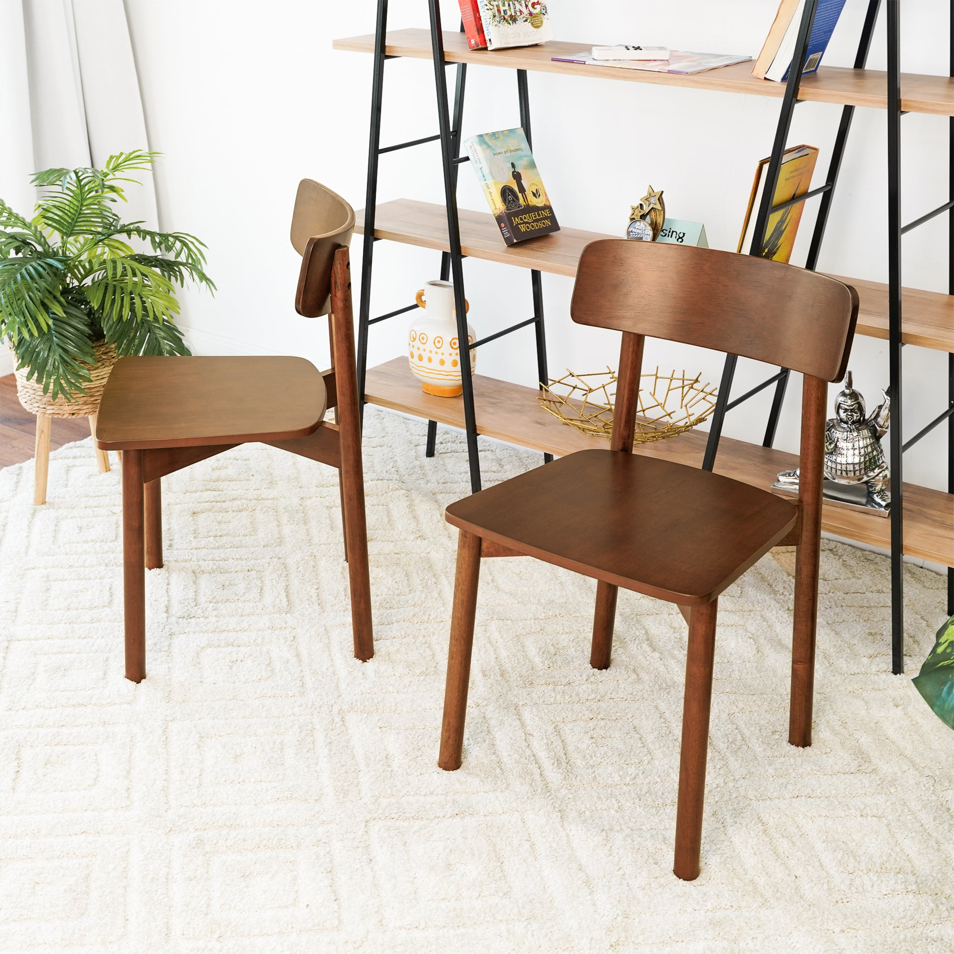 New Design Walnut Dining Chair (Set Of 2) - Mid Century Modern Solid Wood Dining Chairs in Rich Walnut Color 17.5"W x 17.7"D x 29.9"H for Living Room Bedroom Outdoor