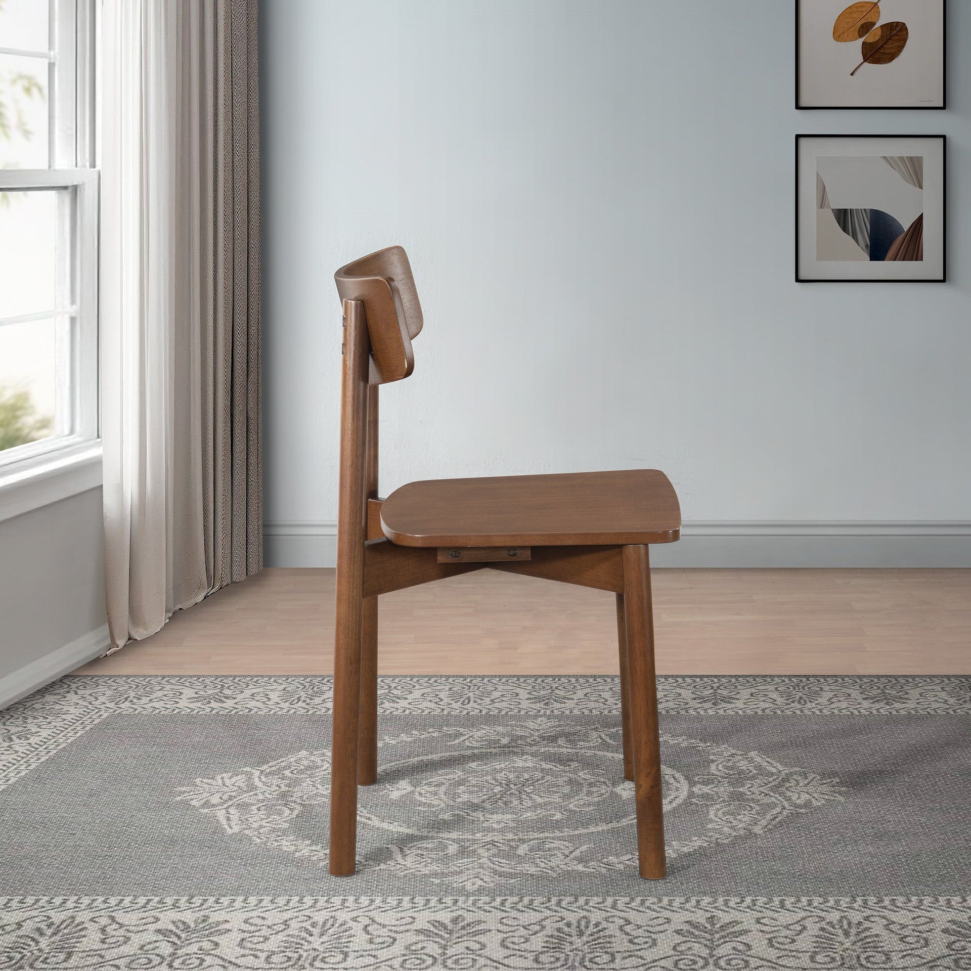New Design Walnut Dining Chair (Set Of 2) - Mid Century Modern Solid Wood Dining Chairs in Rich Walnut Color 17.5"W x 17.7"D x 29.9"H for Living Room Bedroom Outdoor