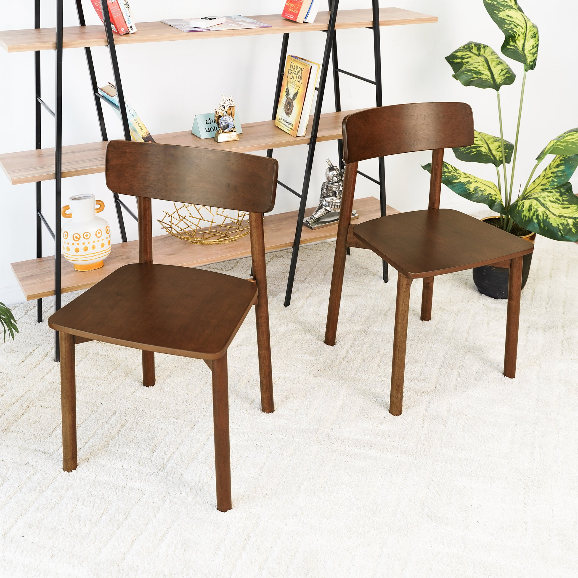 New Design Walnut Dining Chair (Set Of 2) - Mid Century Modern Solid Wood Dining Chairs in Rich Walnut Color 17.5"W x 17.7"D x 29.9"H for Living Room Bedroom Outdoor