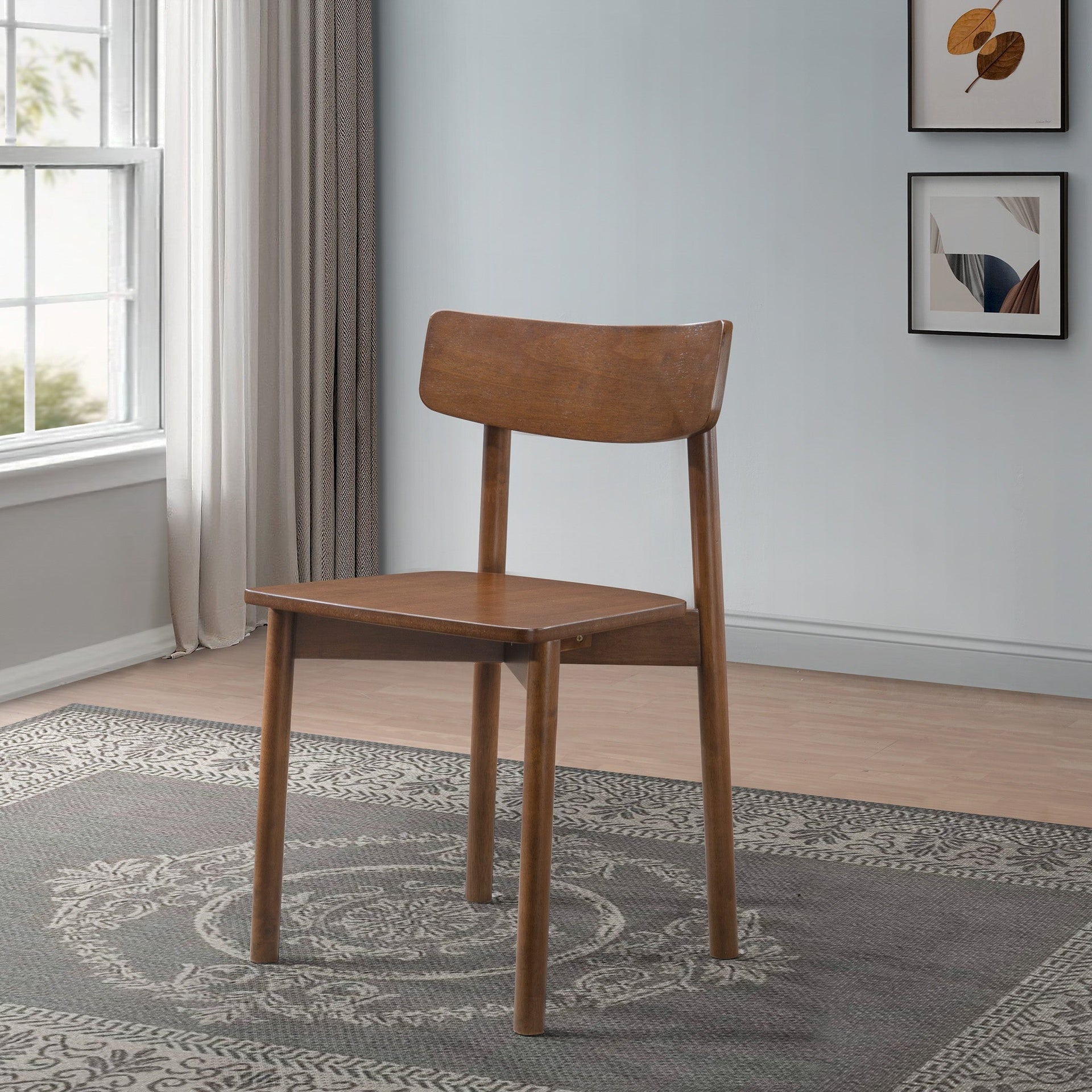 New Design Walnut Dining Chair (Set Of 2) - Mid Century Modern Solid Wood Dining Chairs in Rich Walnut Color 17.5"W x 17.7"D x 29.9"H for Living Room Bedroom Outdoor