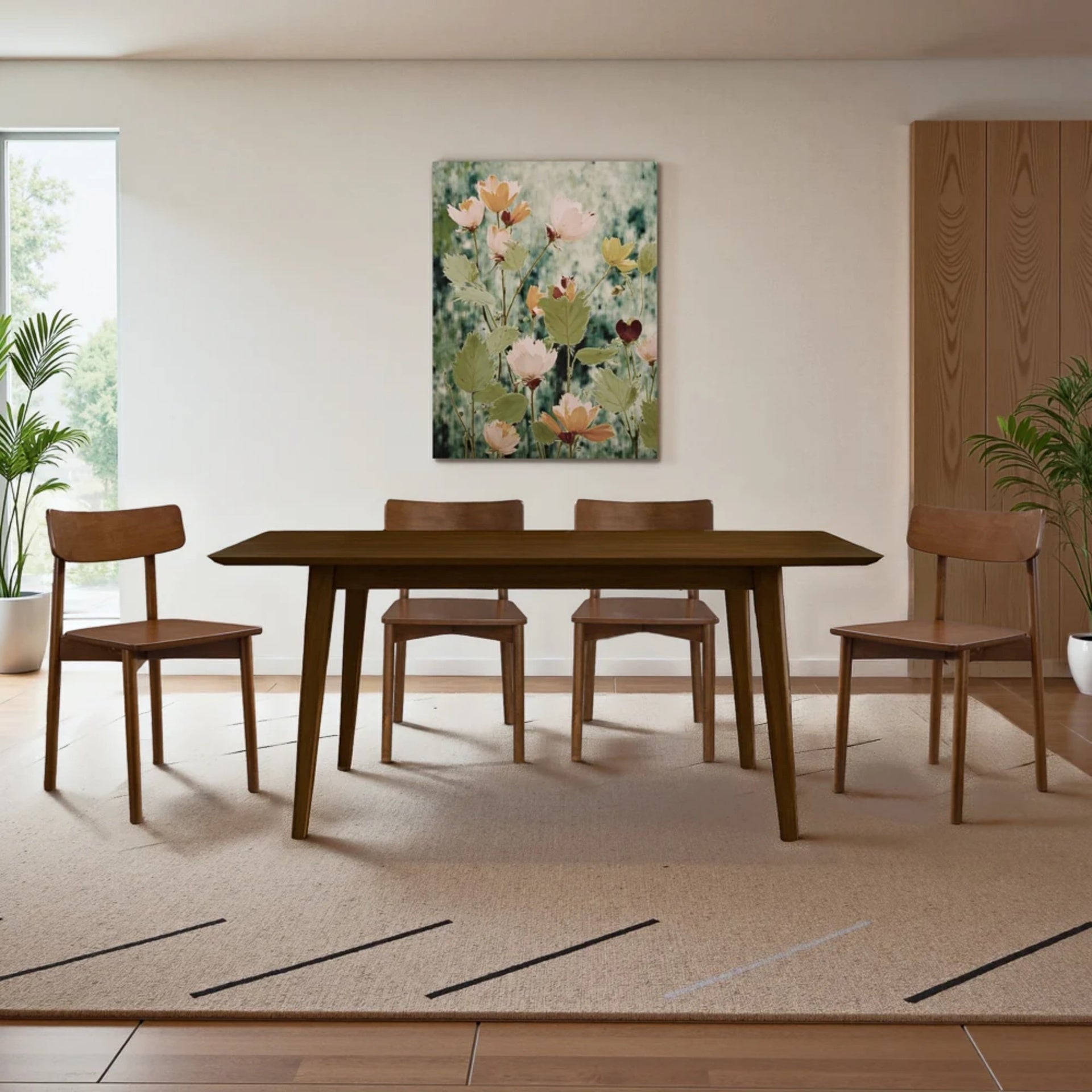 New Design Walnut Dining Chair (Set Of 2) - Mid Century Modern Solid Wood Dining Chairs in Rich Walnut Color 17.5"W x 17.7"D x 29.9"H for Living Room Bedroom Outdoor