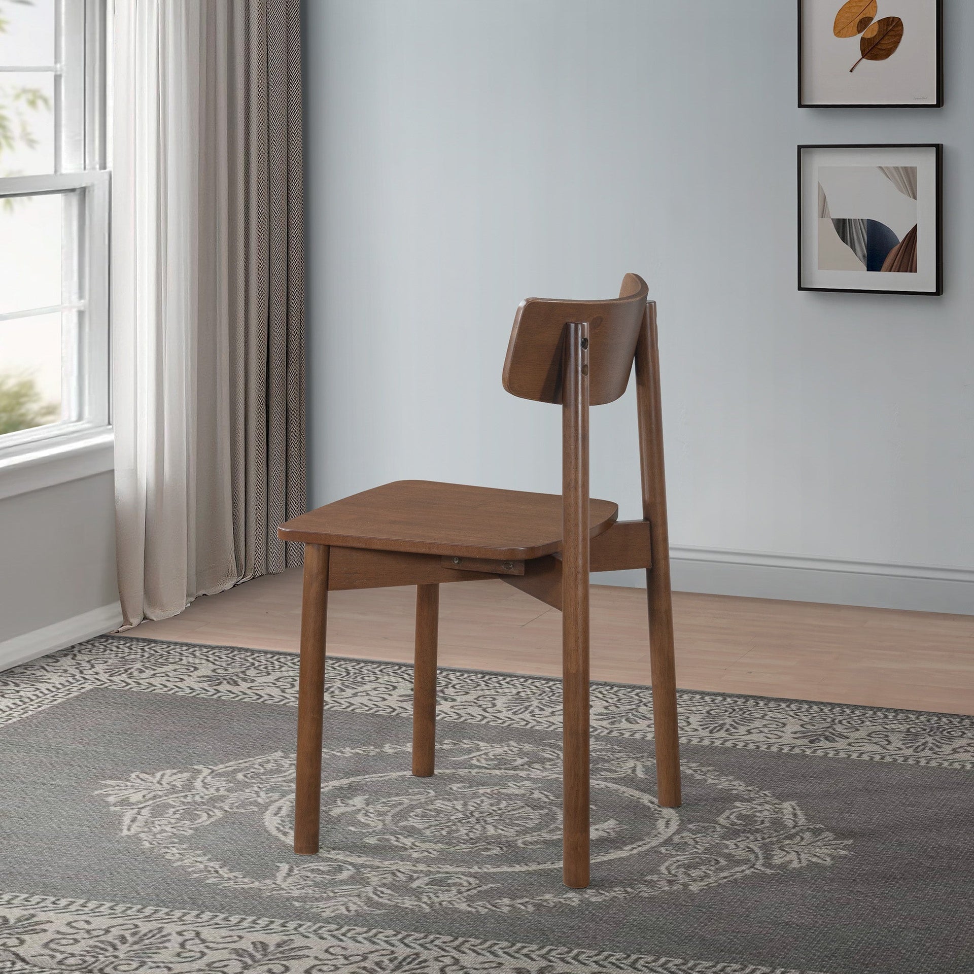 New Design Walnut Dining Chair (Set Of 2) - Mid Century Modern Solid Wood Dining Chairs in Rich Walnut Color 17.5"W x 17.7"D x 29.9"H for Living Room Bedroom Outdoor