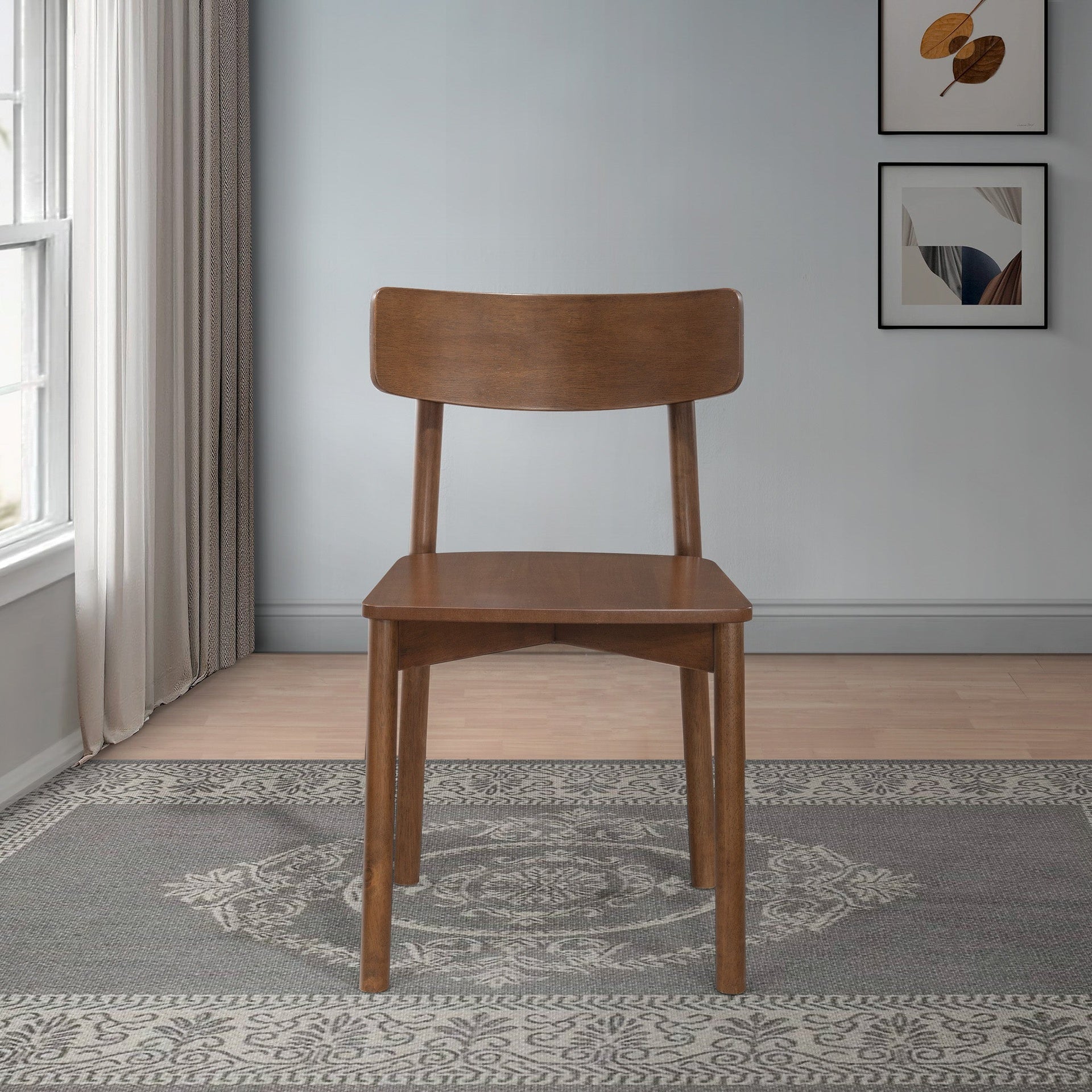 New Design Walnut Dining Chair (Set Of 2) - Mid Century Modern Solid Wood Dining Chairs in Rich Walnut Color 17.5"W x 17.7"D x 29.9"H for Living Room Bedroom Outdoor