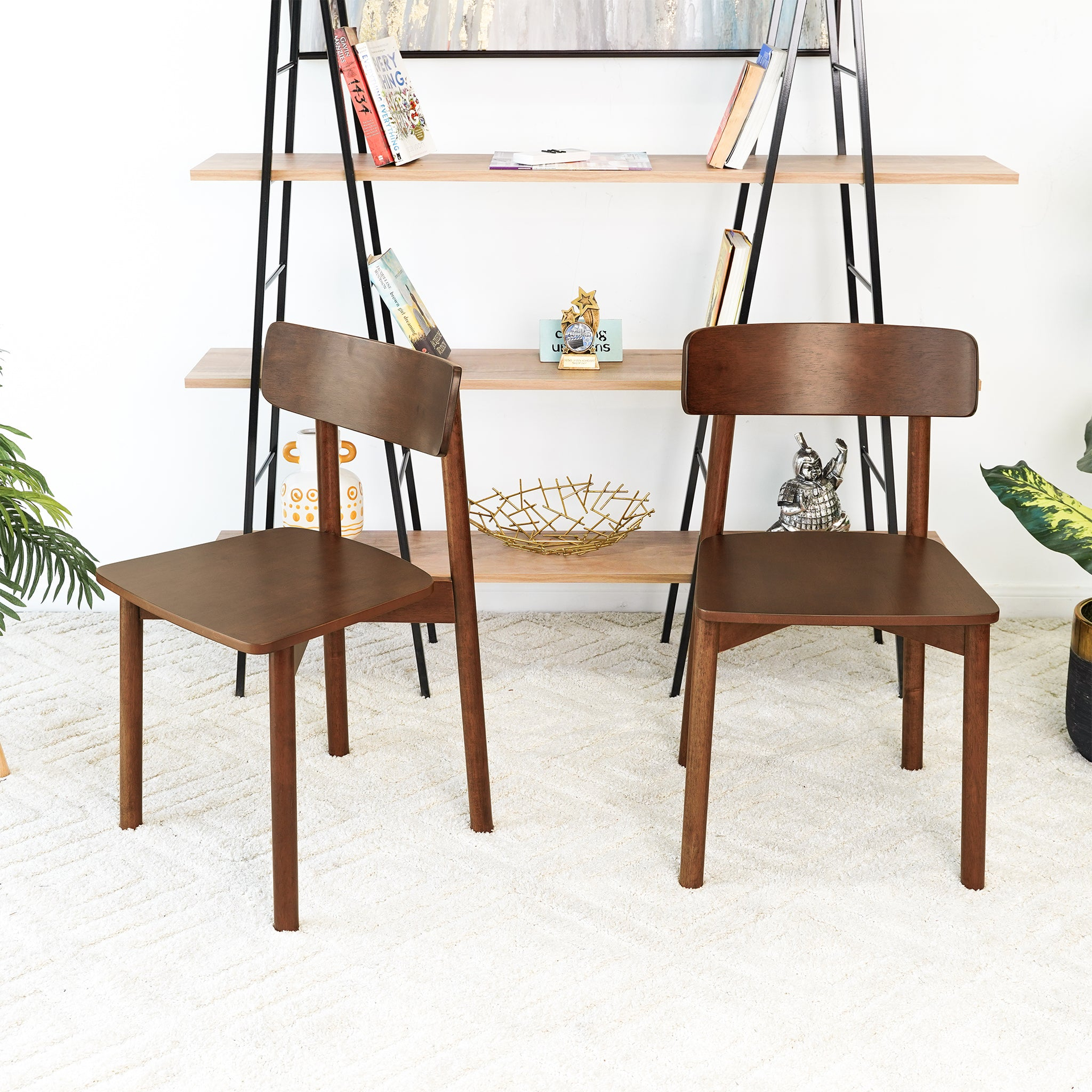 New Design Walnut Dining Chair (Set Of 2) - Mid Century Modern Solid Wood Dining Chairs in Rich Walnut Color 17.5"W x 17.7"D x 29.9"H for Living Room Bedroom Outdoor