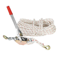 Rope Puller, 3/4 Ton (1,653 lbs) Pulling Capacity, with 100' of 0.6" dia. Rope, 2 Hook, Come Along Winch, Heavy Duty Ratchet Power Puller Tool for Moving Boats, Securing Items, Transporting Logs