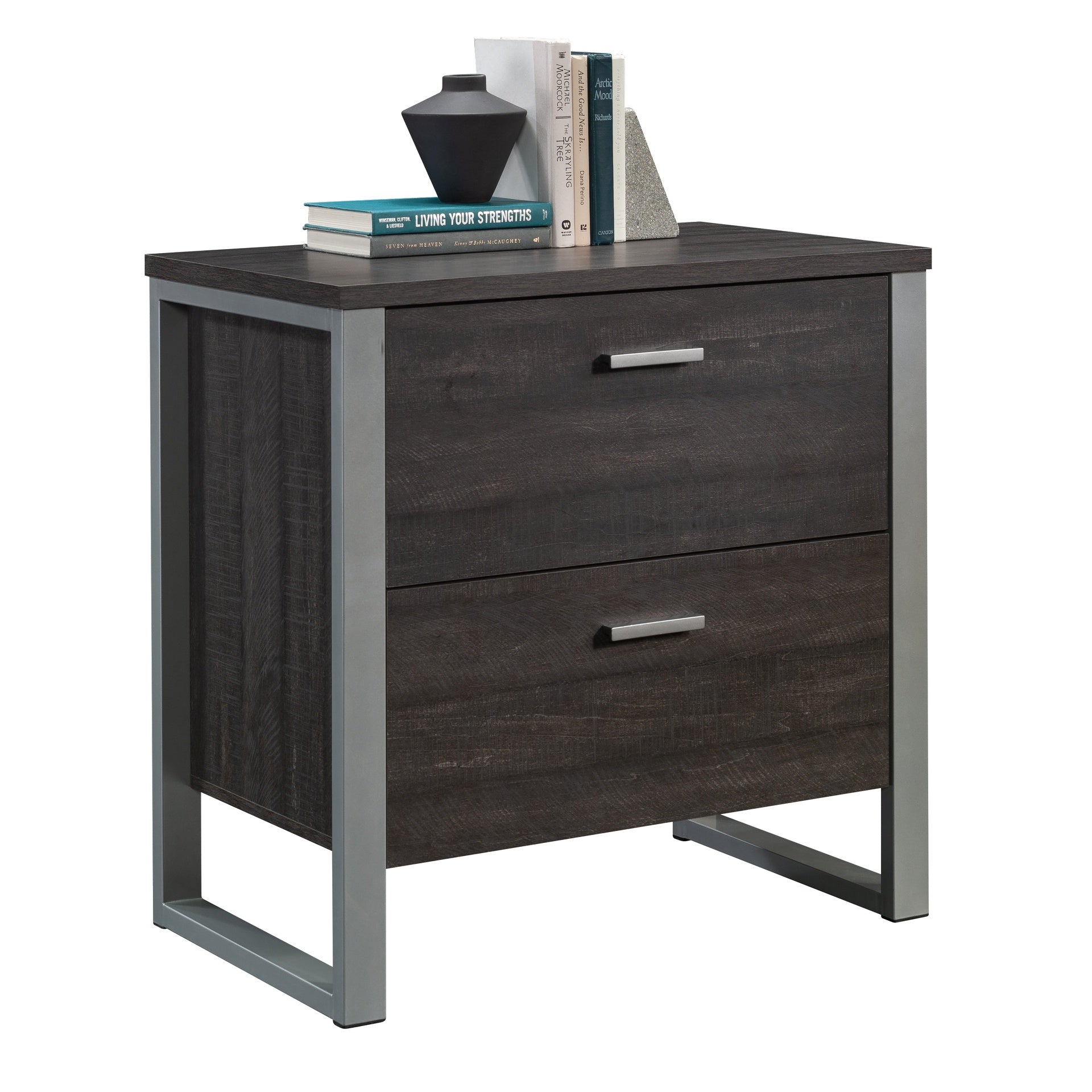 Lateral File with Two Drawers, Dark Brown finish