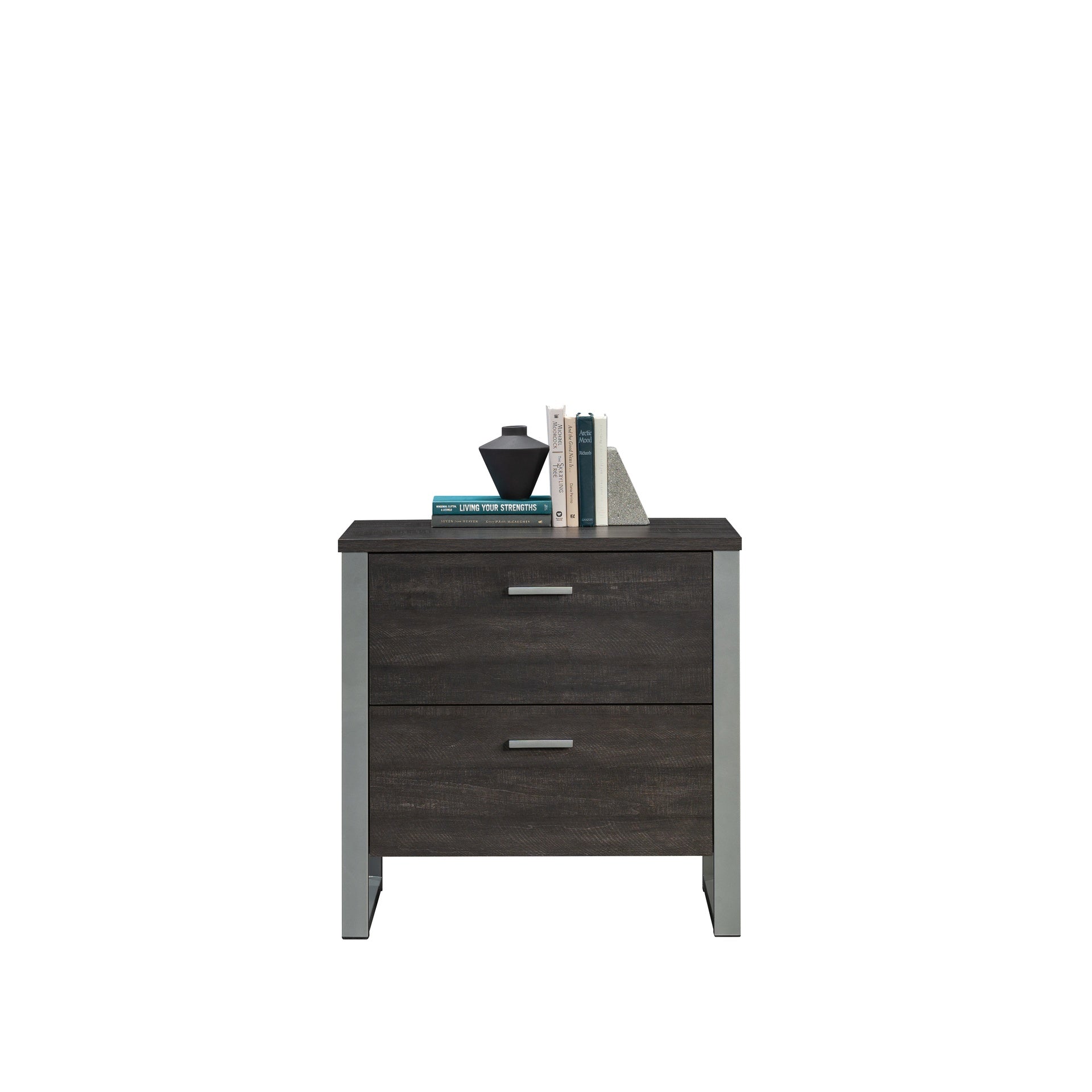 Lateral File with Two Drawers, Dark Brown finish
