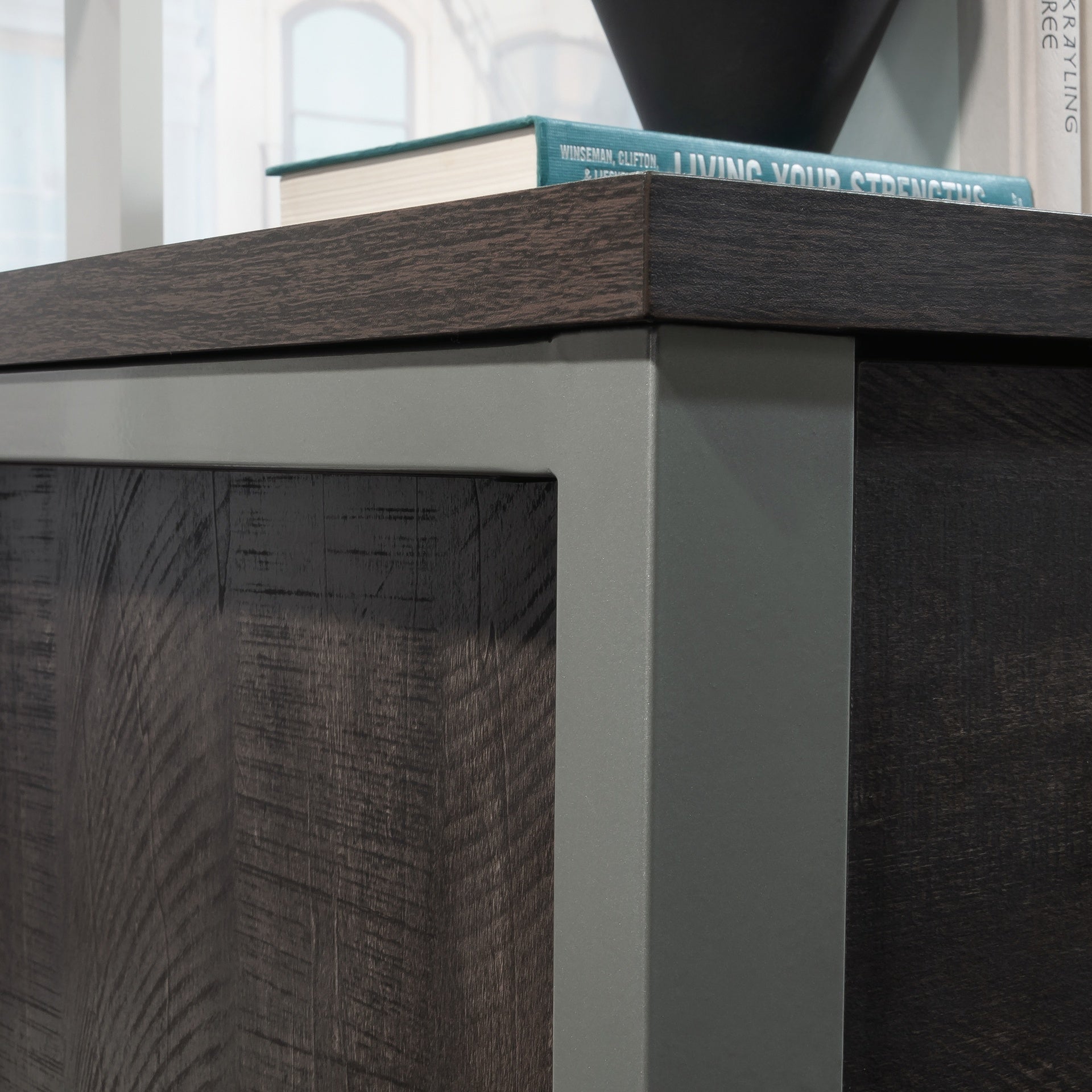 Lateral File with Two Drawers, Dark Brown finish