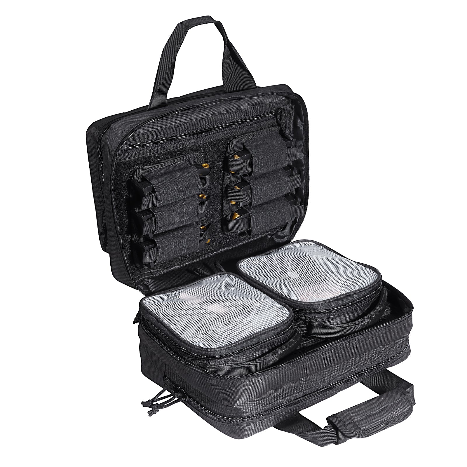 Tactical Pistol Backpack with 2 Pistol Cases, Gun Range Backpack with 6x Magazine Slots for Shooting and Hunting