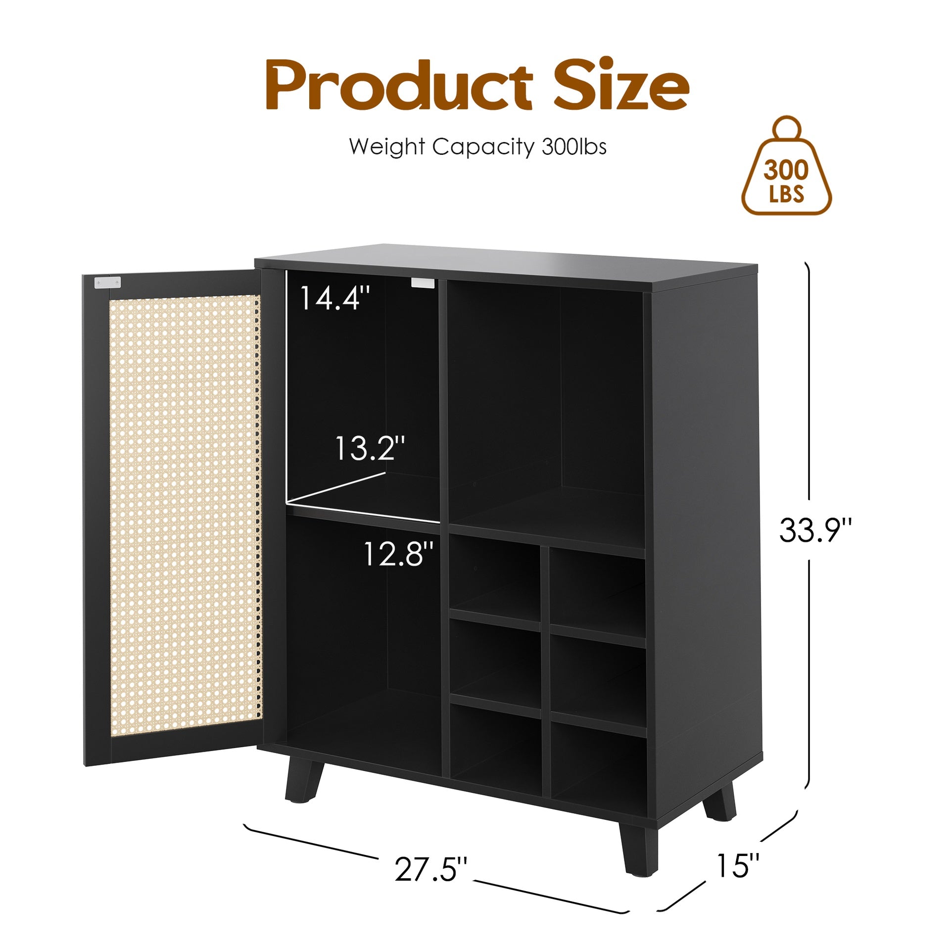 Sideboard Cabinet with Storage, 34 Inch Wine Bar Cabinet with Wine Racks, Buffet Cabinets for Home, Living Room