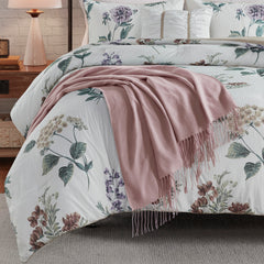 7 Piece Printed Seersucker Comforter Set with Throw Blanket Taupe/Blush Full/Queen