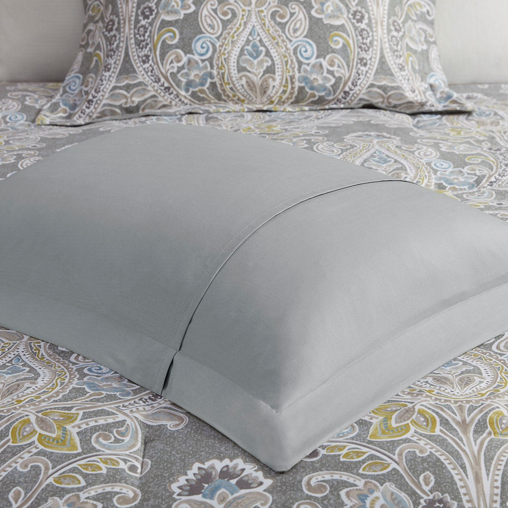 5 Piece Cotton Duvet Cover Set Grey King