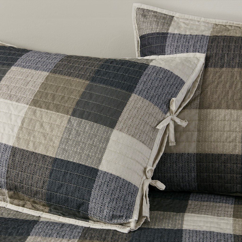 6 Piece Reversible Plaid Daybed Cover Set Neutral Daybed