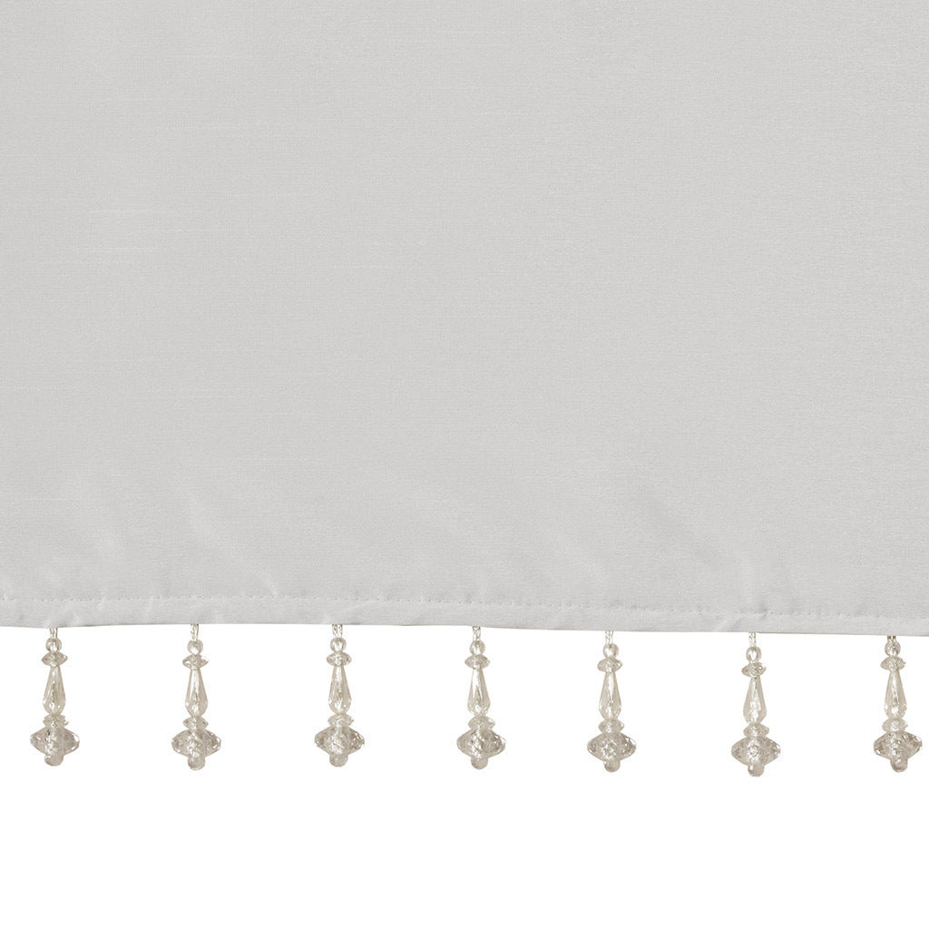 Lightweight Faux Silk Valance With Beads Silver 50x26"