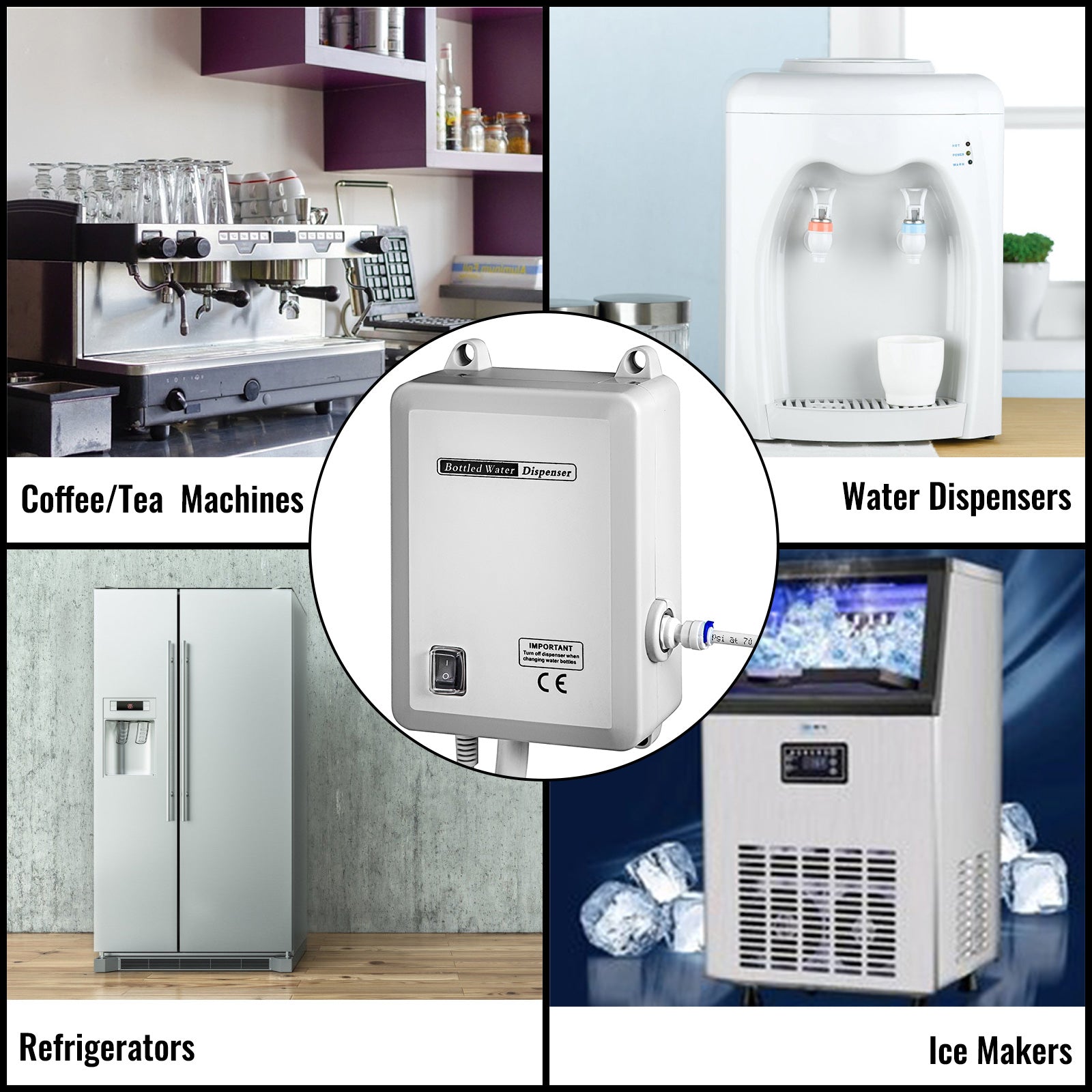Bottled Water Dispensing Pump System,110V 20ft US Plug High Flow Bottled Water Pump with Single Inlet , Bottled Water System for Home Kitchen Office Bar Coffee Brewer Ice-Maker Refrigerator
