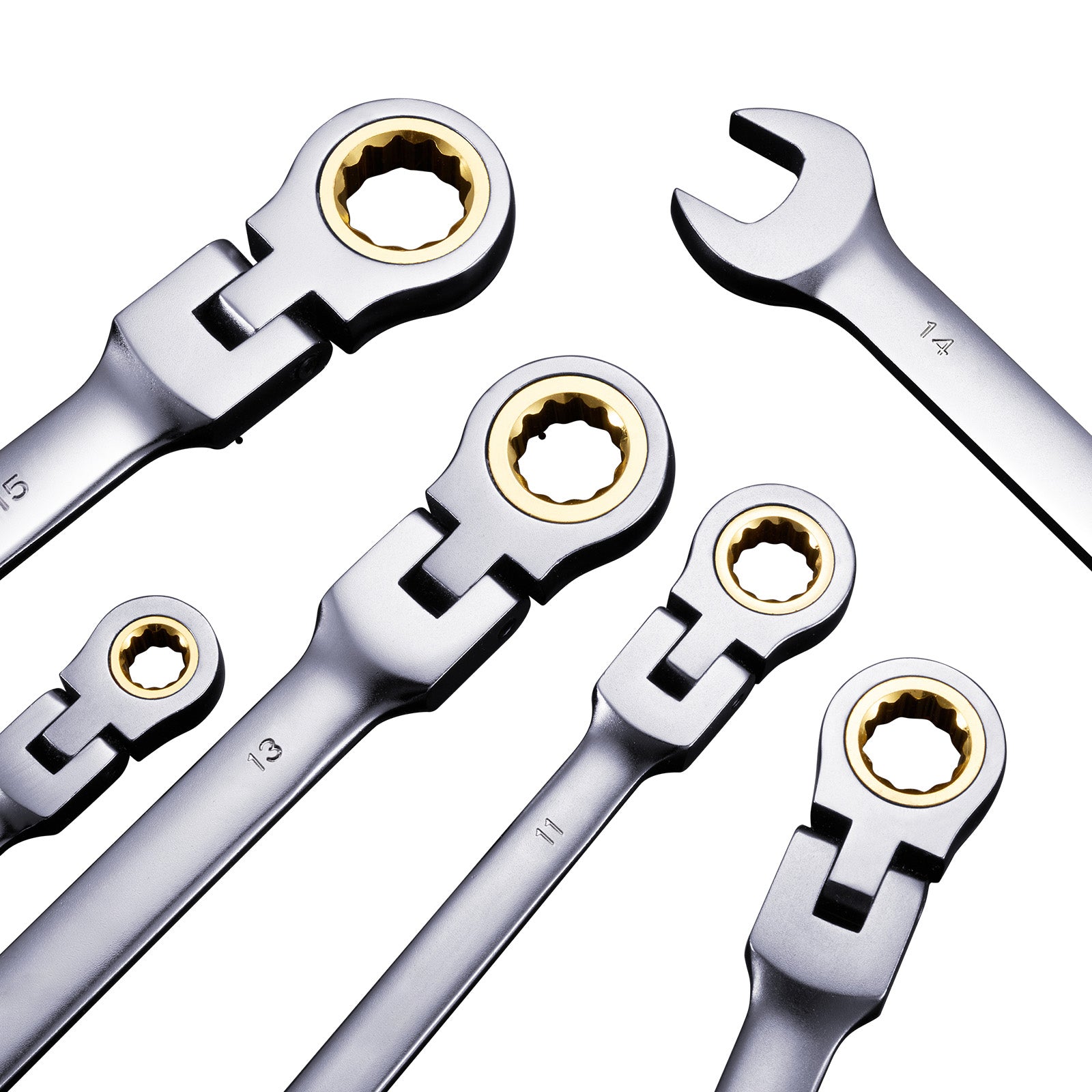 Flex-Head Ratcheting Wrench Set 8 PC Metric 8 mm-17 mm with Roll-up Pouch