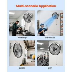 18 Inch Industrial Wall Mount Fan 3 Speed 4000 CFM Garage Workshop Fan