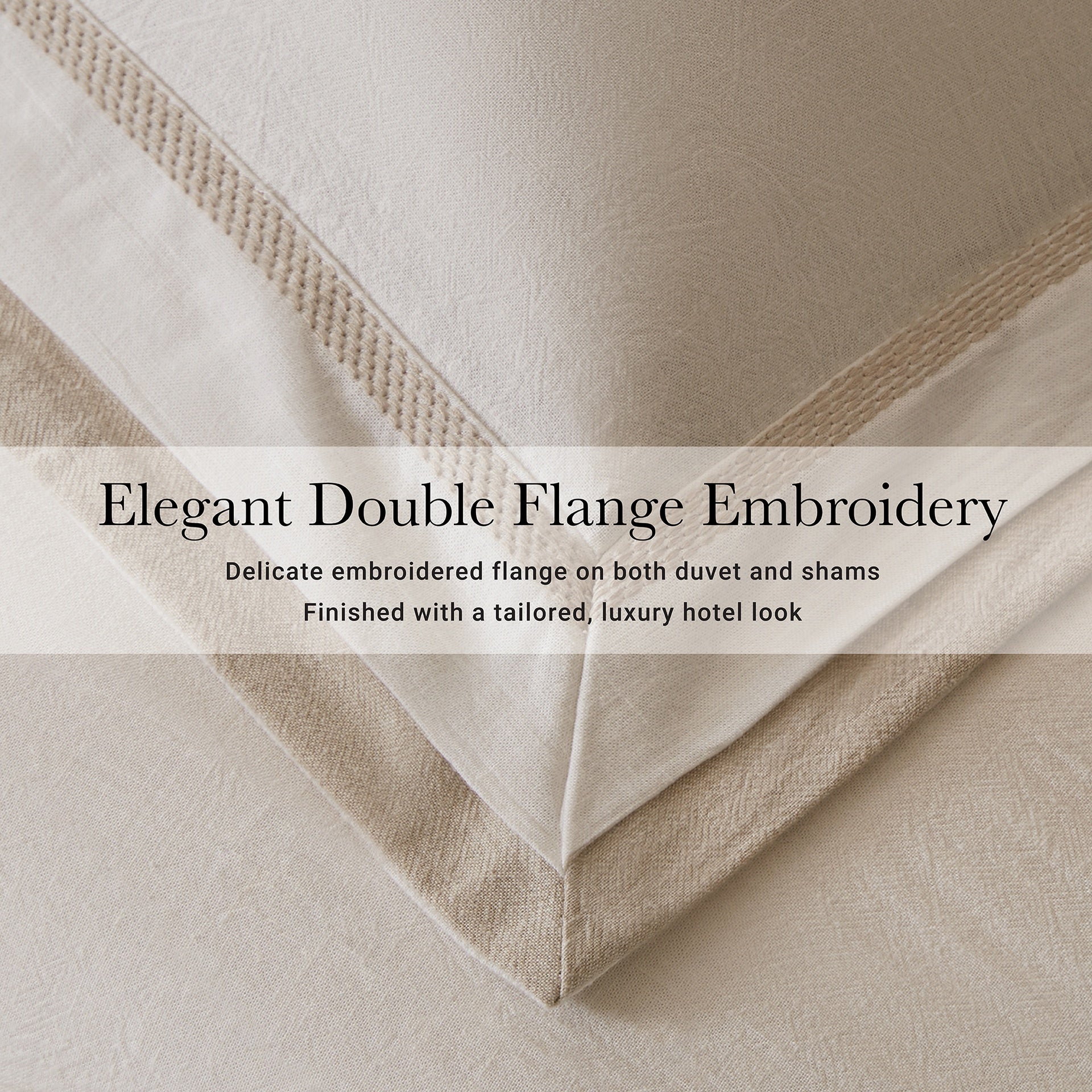 3 Pieces King/Cal King Duvet Cover Set,White+Beige