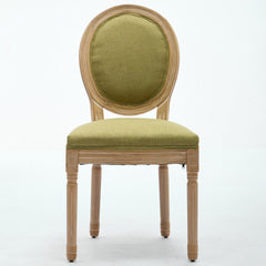 A&A Furniture,French Style Solid Wood Frame Antique Painting Linen Fabric Back Dining Chair,Set of 2,SW1845OL,Olive Green