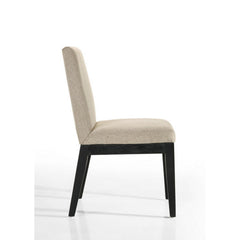 19 Inch Wood Dining Chair, Set of 2, Padded Backrest, Beige Upholstery