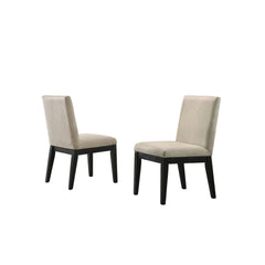 19 Inch Wood Dining Chair, Set of 2, Padded Backrest, Beige Upholstery