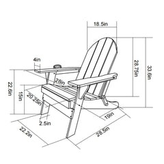 HDPE Folding Adirondack Chair with Dual Cup Holder - Composite Adirondack Chair with Wood Texture- ,Navy Blue