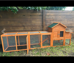 123'' Large Chicken Coop with Run, Wooden Hen House for 5-10 Chickens, Outdoor Chicken Run Poultry Cage Rabbit Cage Duck House with Nesting Box, Ramp & Pull-on Tray