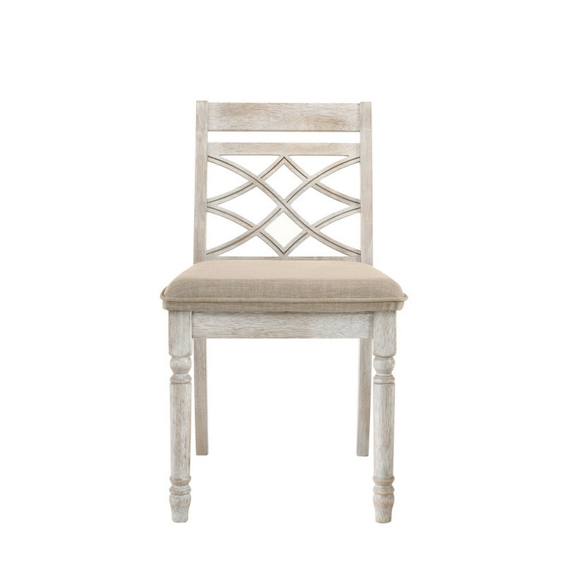 19 Inch Dining Chairs, Cross Back Design with Padded Seats, Set of 2, White