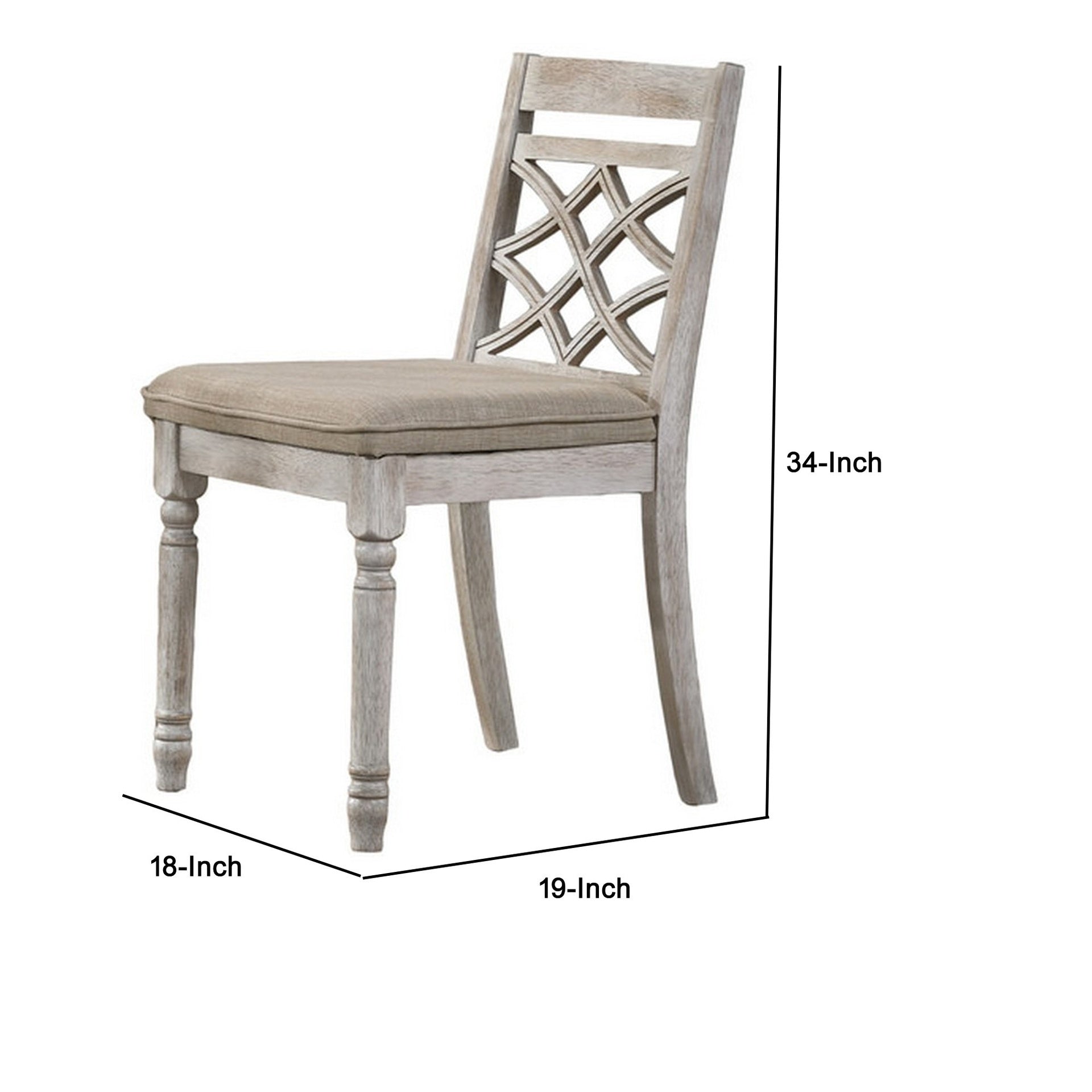 19 Inch Dining Chairs, Cross Back Design with Padded Seats, Set of 2, White