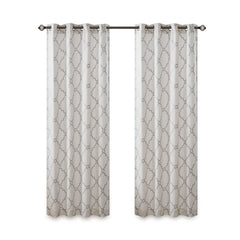 Fretwork Print Grommet Top Window Curtain Panel(Only 1 Pc Panel)