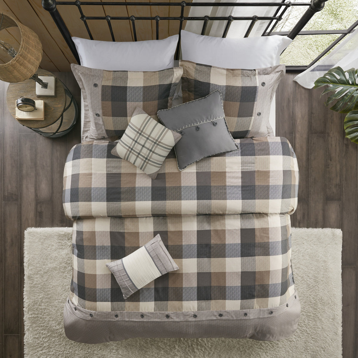 King/Cal King 6 Piece Herringbone Duvet Cover Set