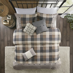 King/Cal King 6 Piece Herringbone Duvet Cover Set
